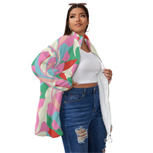 Load image into Gallery viewer, Floral / Oversized Plus Size Borg Fleece Coat
