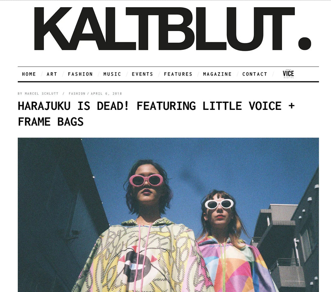 Harajuku Is Dead editorial featuring KALTBLUT Magazine, Tokyo street fashion, Harajuku culture, Rikarin and Little Voice wearing original Frammy Land raincoats and backpacks designed by Gulsah Hamurcu.