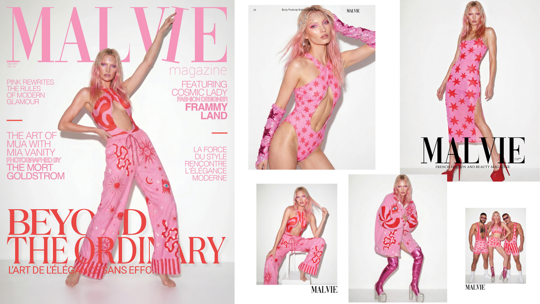 Cosmic Lady fashion editorial by Gulsah Hamurcu featuring Frammy Land’s Cosmic Lady collection in MALVIE Magazine’s Body Positivity Edition.