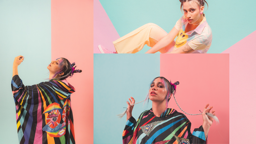 Turkish singer-songwriter Melis Karaduman wearing Frammy Land designs in the music video for Yanar, featuring illustration-led fashion created by Gulsah Hamurcu.