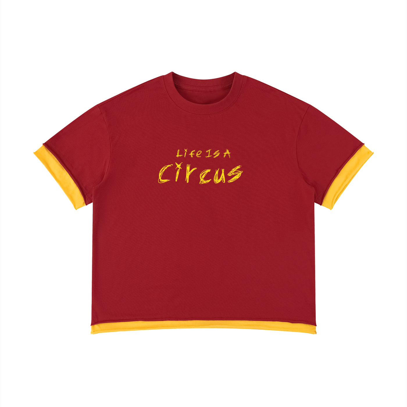 Circus Unisex Boxy Color Block T-Shirt- Red
