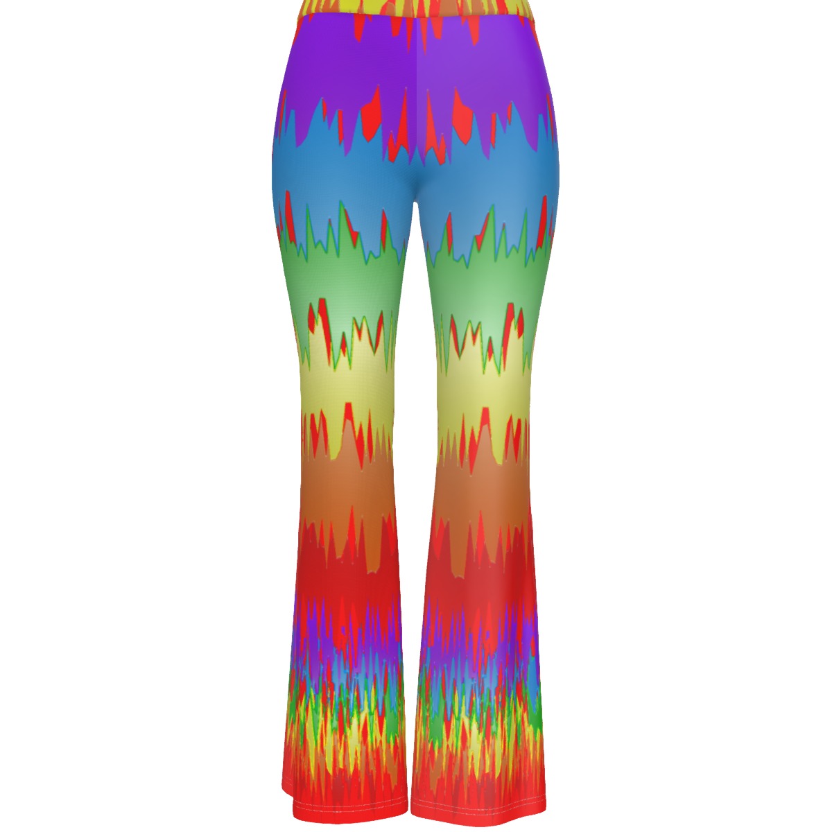 Rainbow Splash Women's Mesh Long Sleeves T-shirt & High Elastic Flare Pants Set