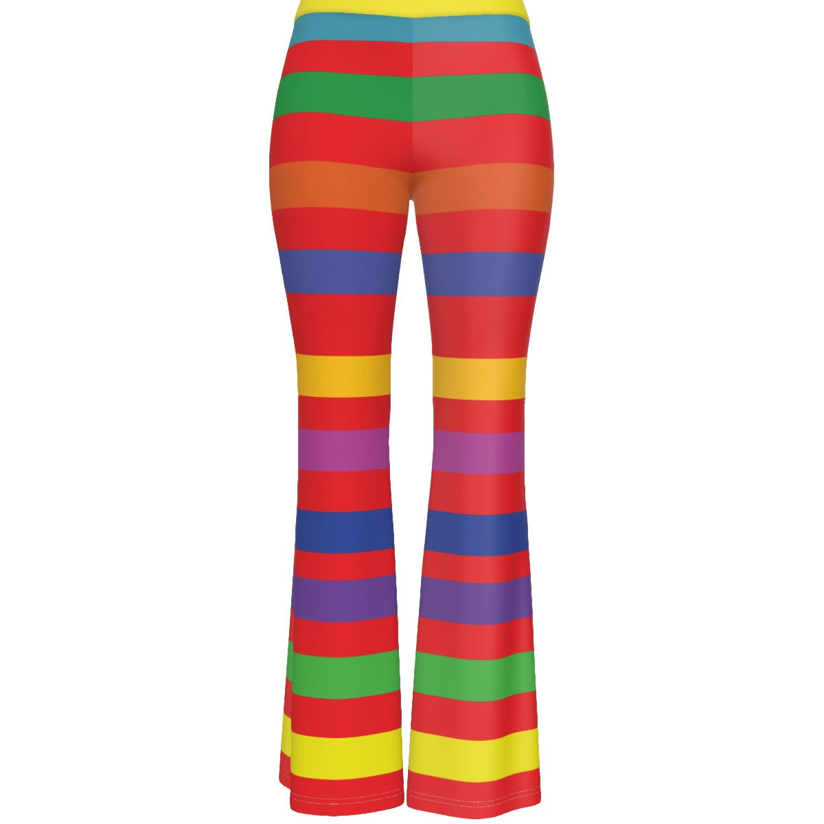 Pineapple Colorful Stripes Women's Mesh Long Sleeves T-shirt & High Elastic Flare Pants Set