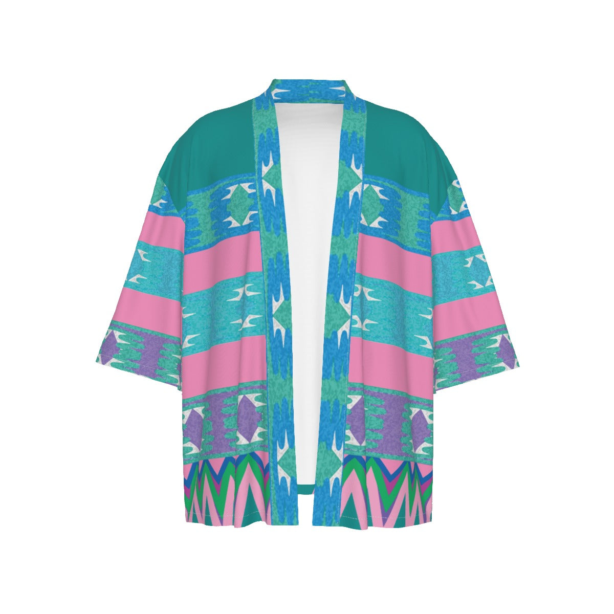 Ocean Vibe Women's Kimono & Crop Tank Top & High-waisted Straight-leg Trouser Set