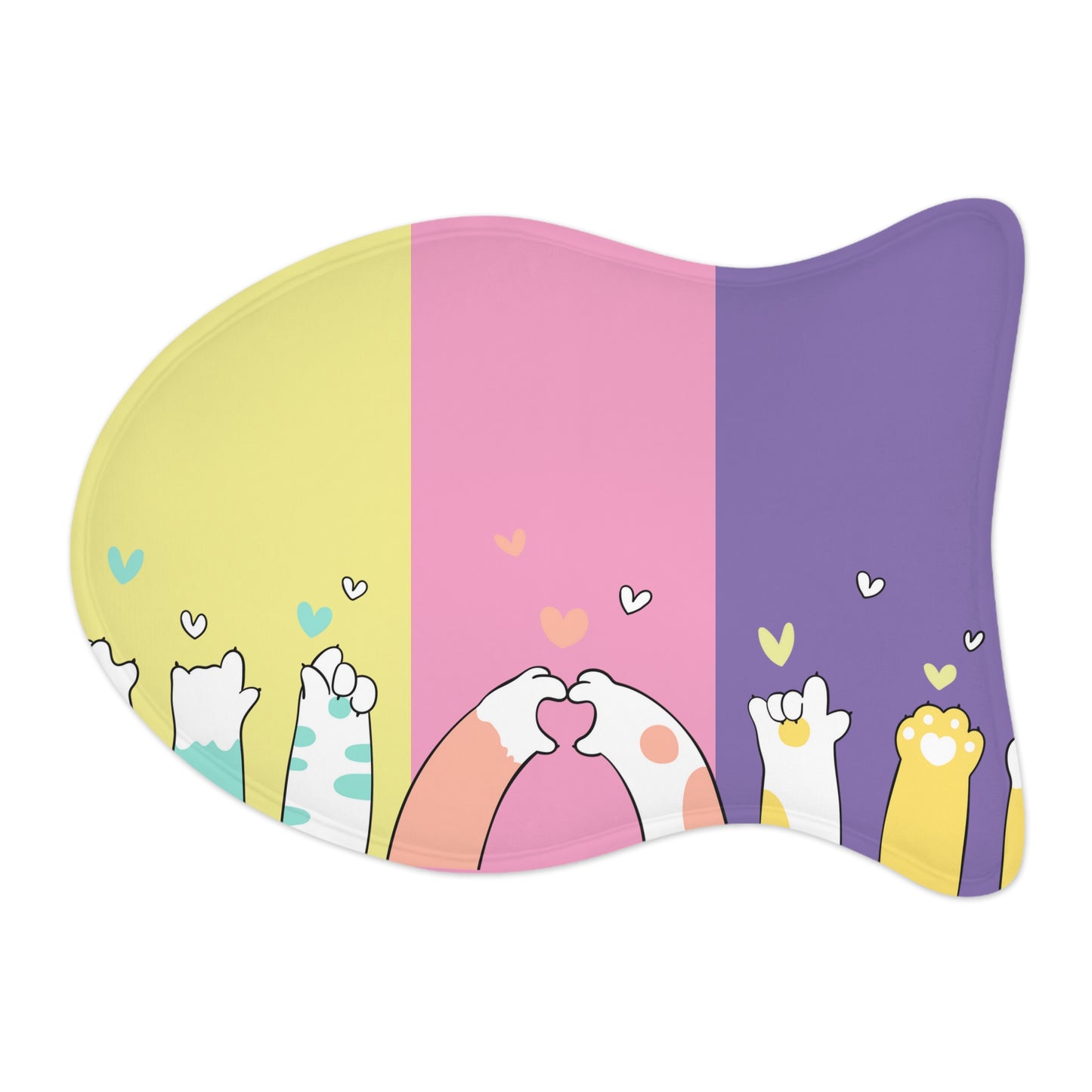 Pastel Color Paws Cat Fish Bone Mat