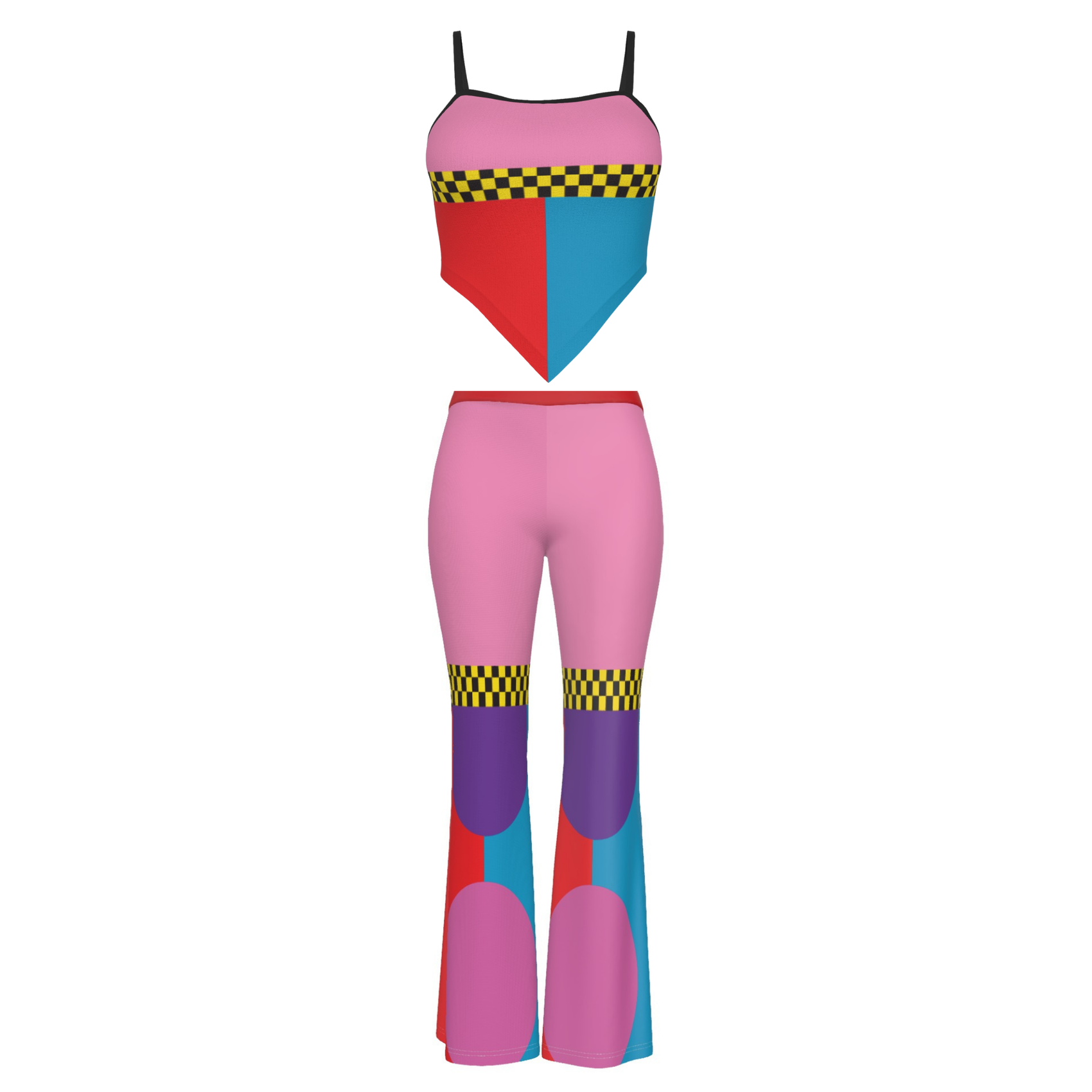 Pinky Race Womens Cami Tube Top & High Elastic Flare Pants Set