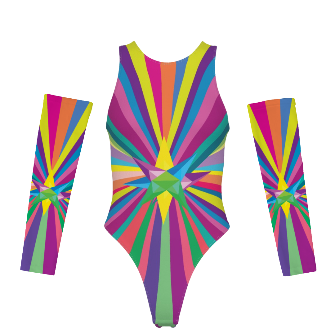 Multi Star Women's Tank Bodysuit with Gloves