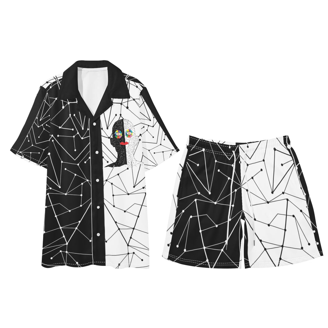 Electric Men Hawaiian Short Sleeve Shirt and Shorts Set