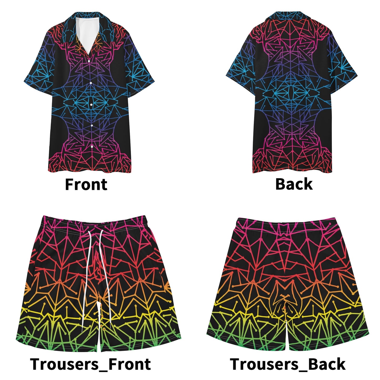 Electric Men Hawaiian Short Sleeve Shirt and Shorts Set