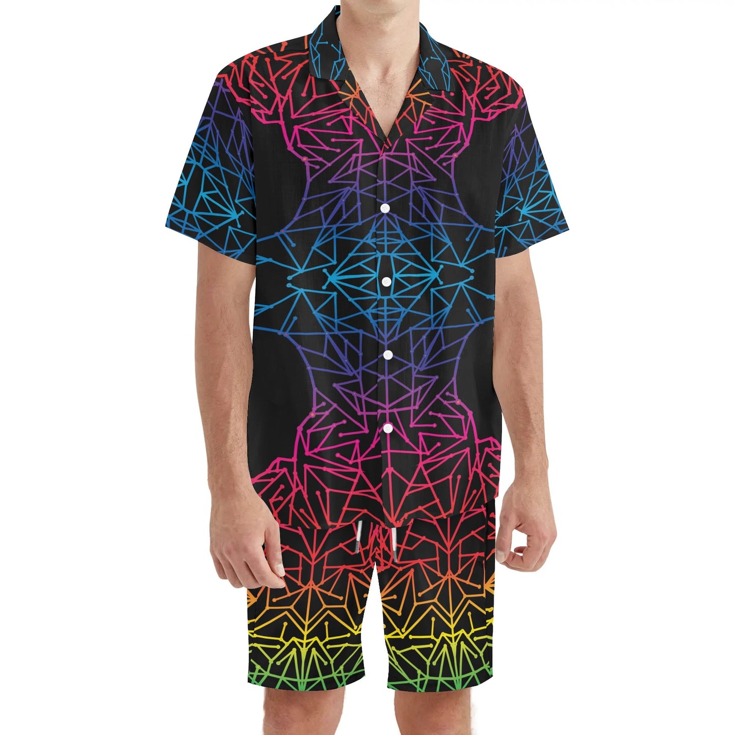 Electric Men Hawaiian Short Sleeve Shirt and Shorts Set