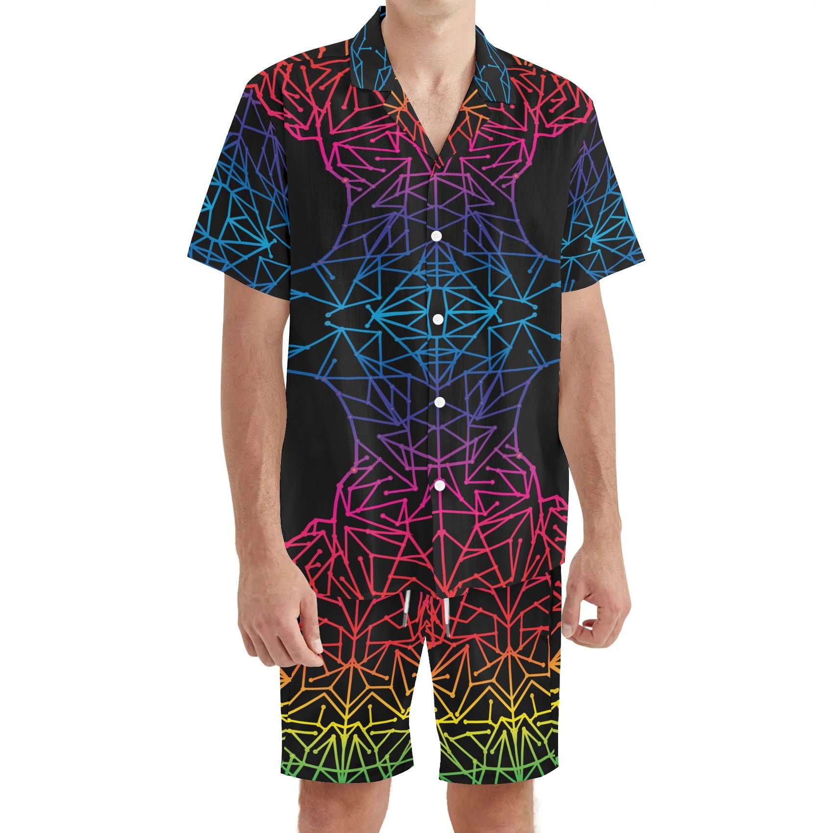 Electric Men's Hawaiian Short Sleeve Shirt and Shorts Set