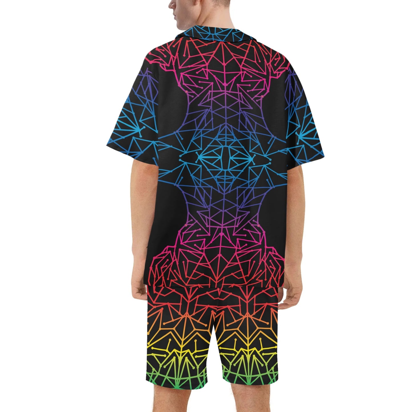 Electric Men Hawaiian Short Sleeve Shirt and Shorts Set