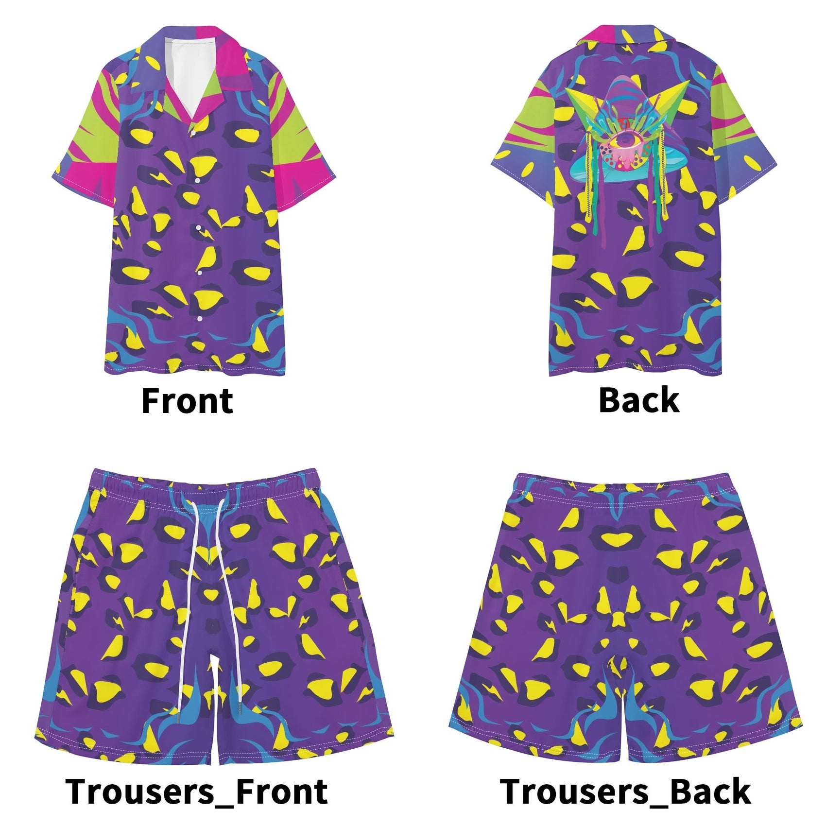 Wakeful Men's Hawaiian Short Sleeve Shirt and Shorts Set