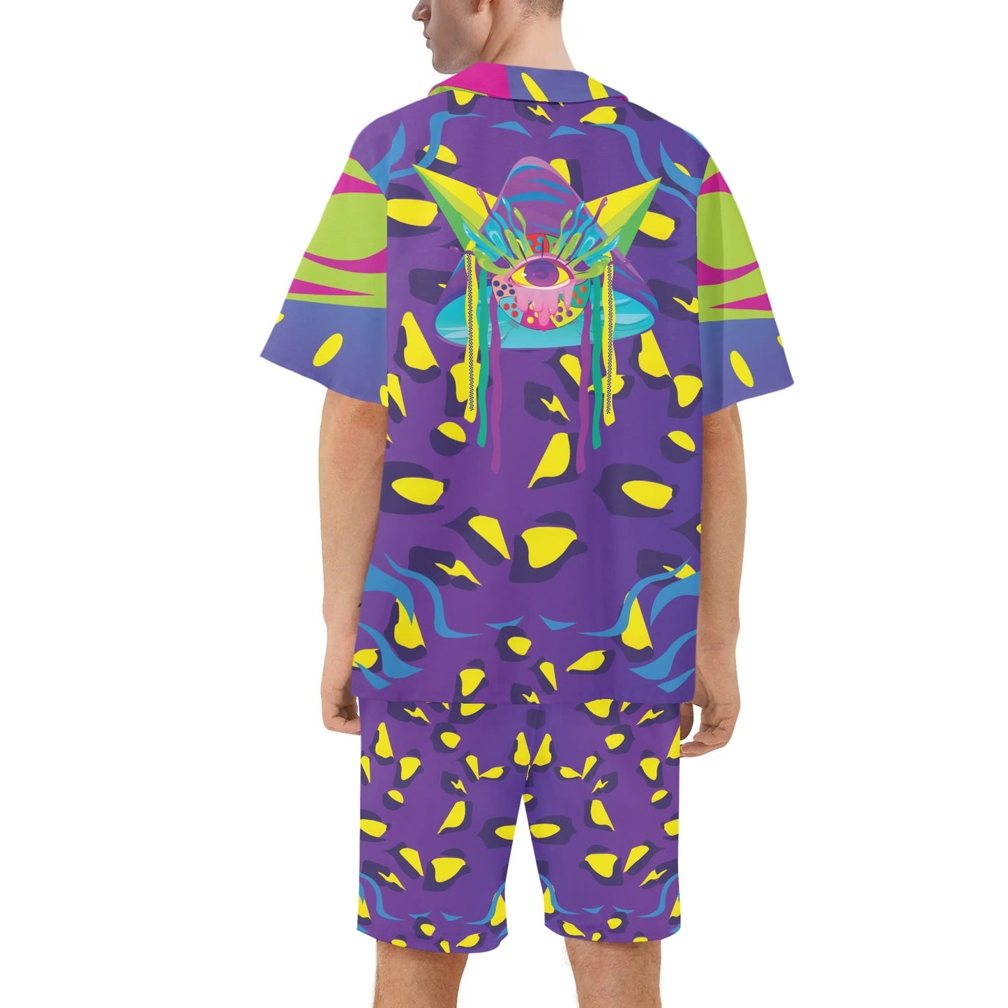 Insomniac Men Hawaiian Short Sleeve Shirt and Shorts Set