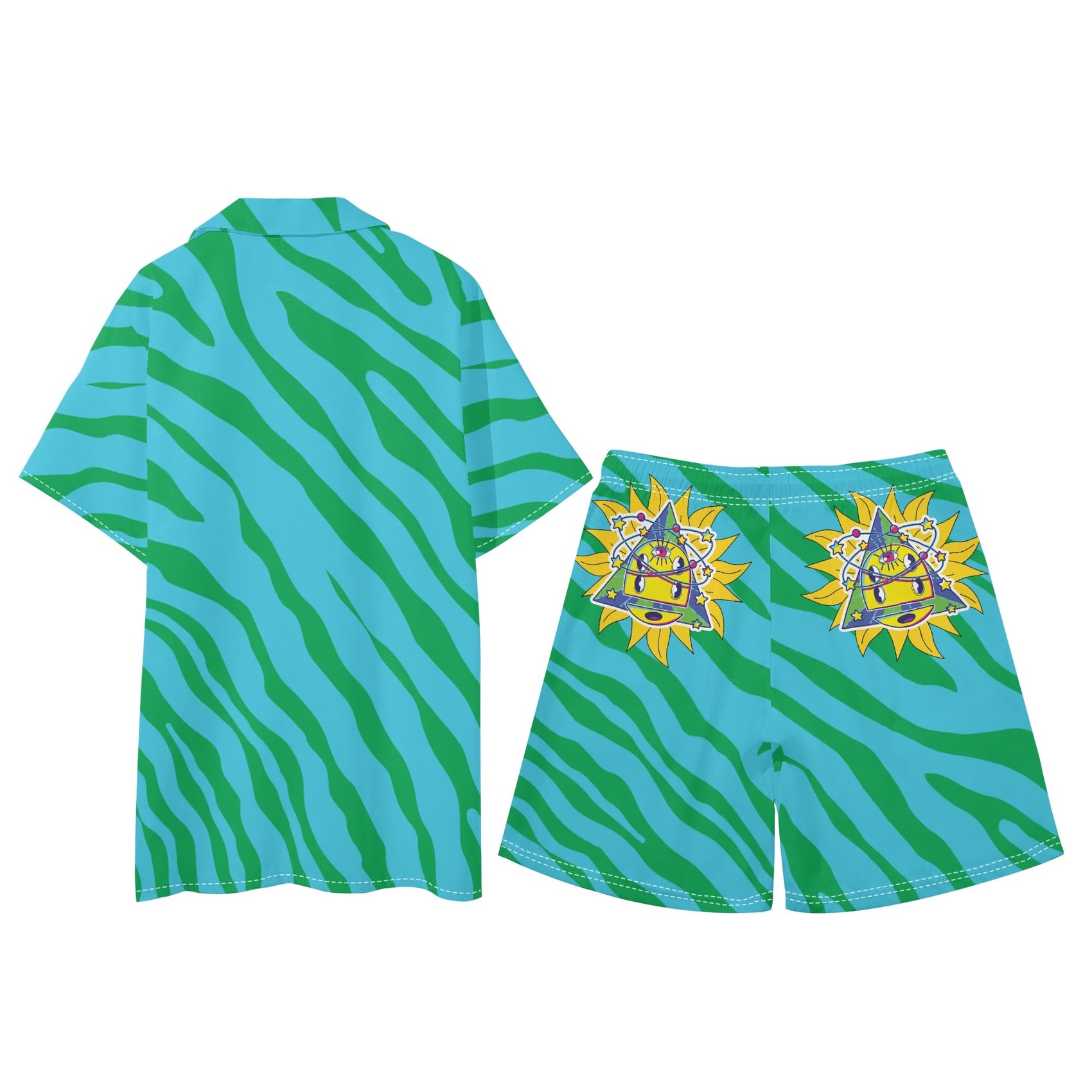 Cosmic Boy Men's Hawaiian Short Sleeve Shirt and Shorts Set