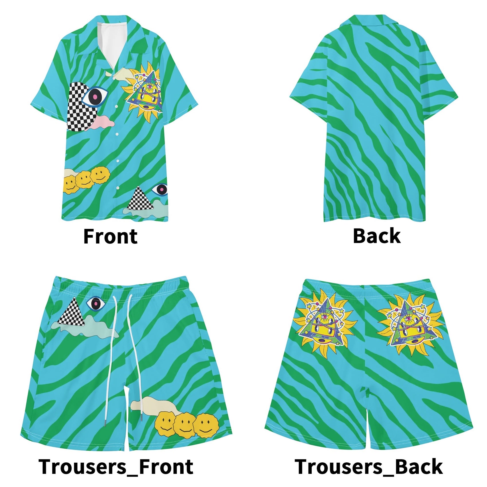 Cosmic Boy Men's Hawaiian Short Sleeve Shirt and Shorts Set