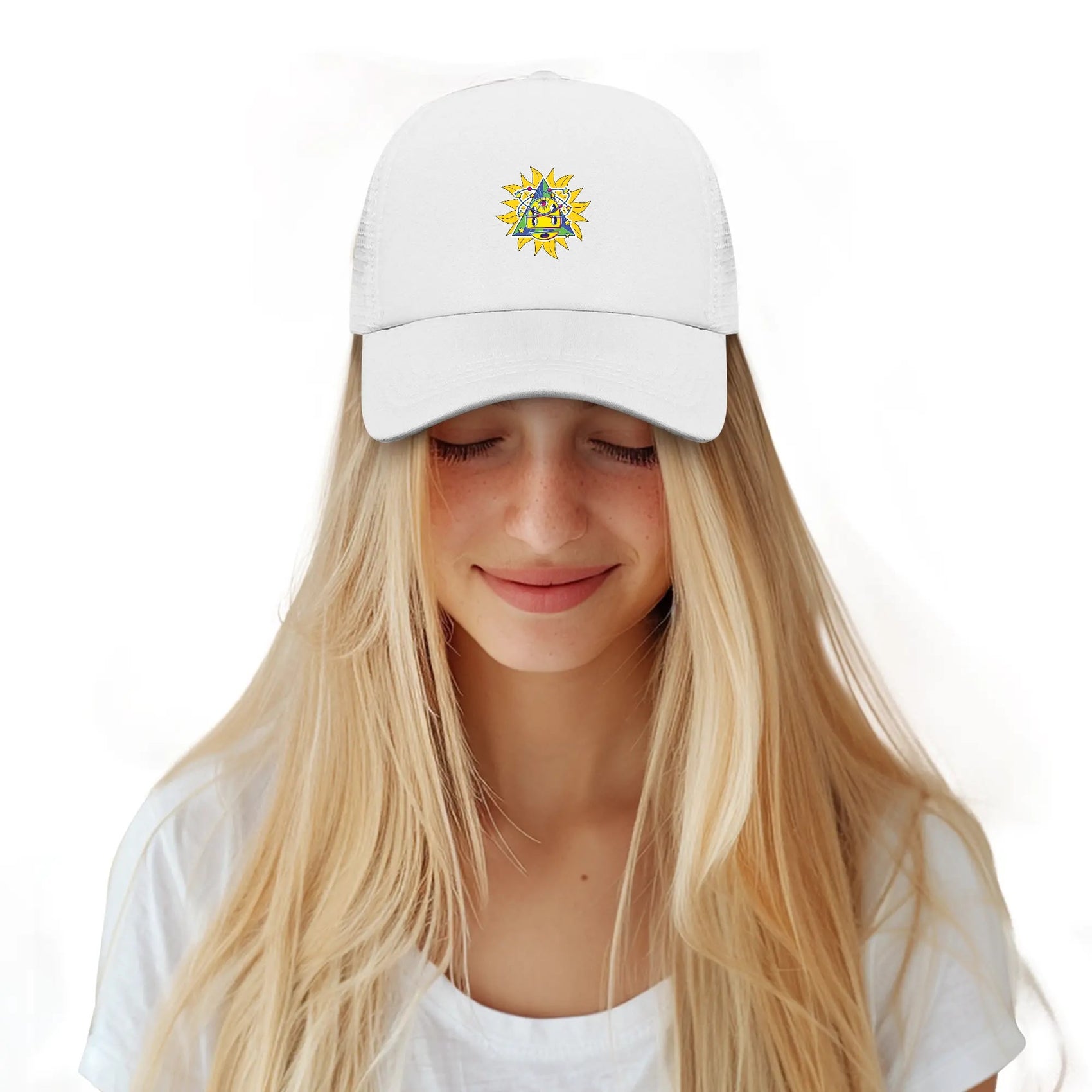 Cosmic Boy Mesh Cap Unisex Hat White