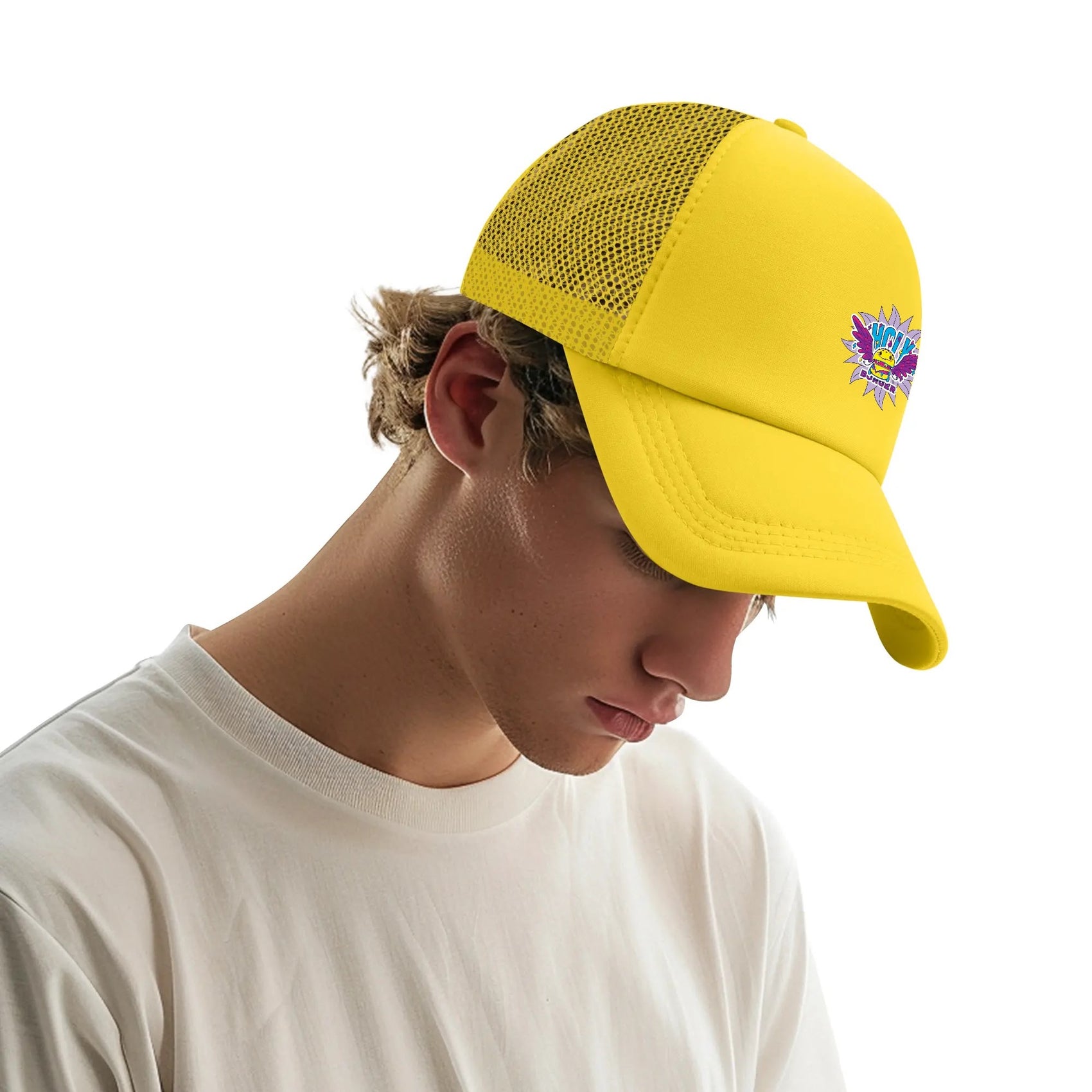 Holy Burger Mesh Cap Unisex Hat Yellow