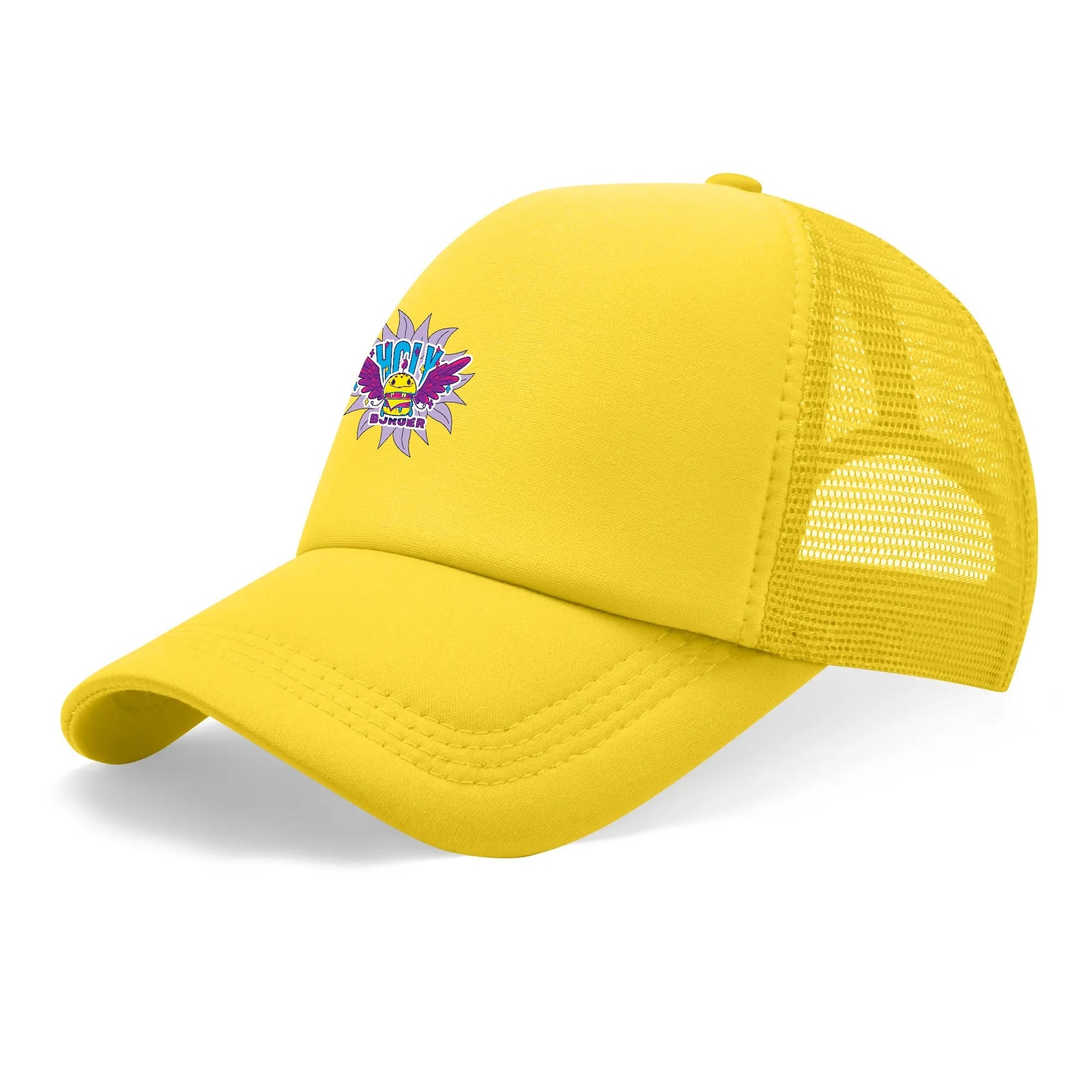 Holy Burger Mesh Cap Unisex Hat Yellow