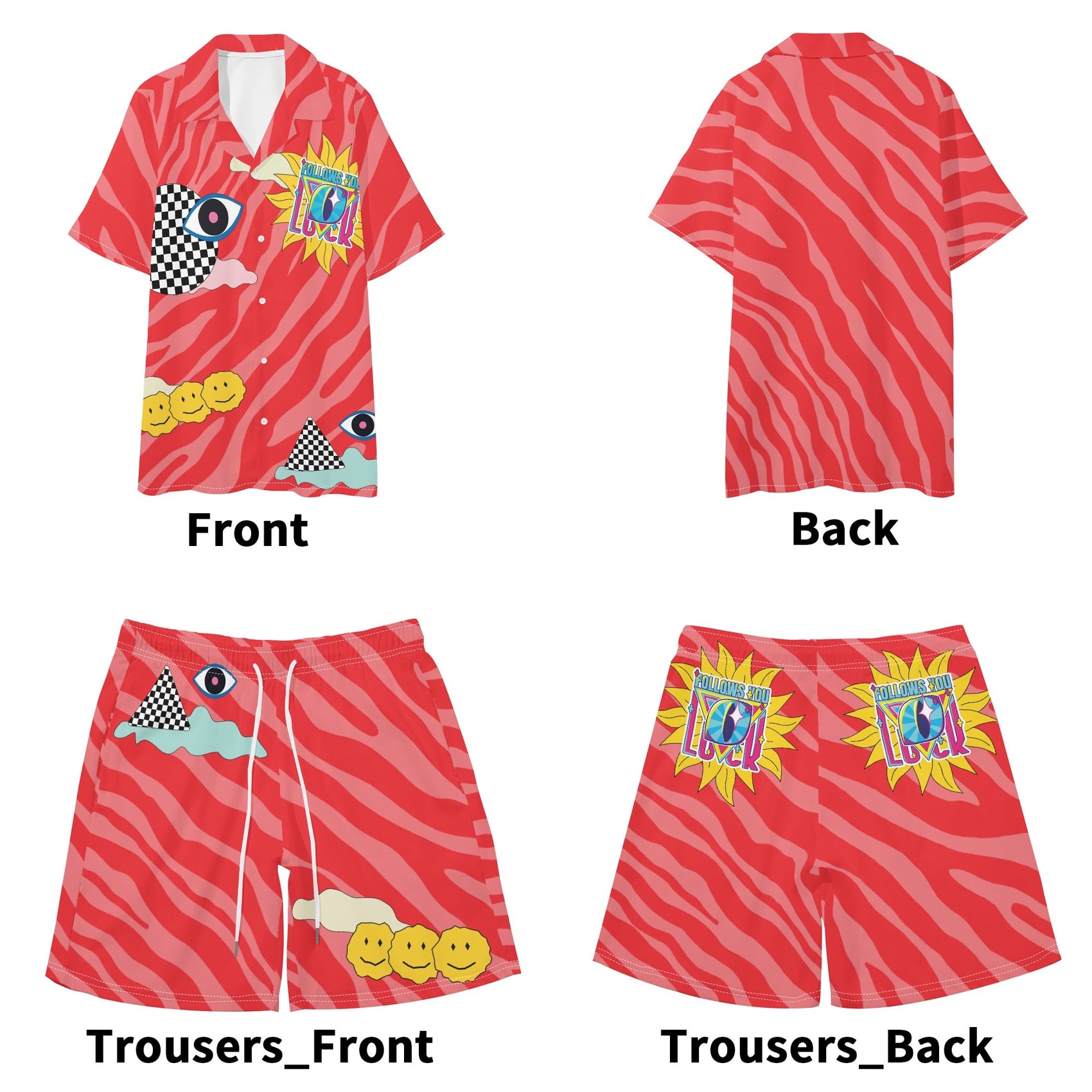 Lover Boy Men Hawaiian Short Sleeve Shirt and Shorts Set
