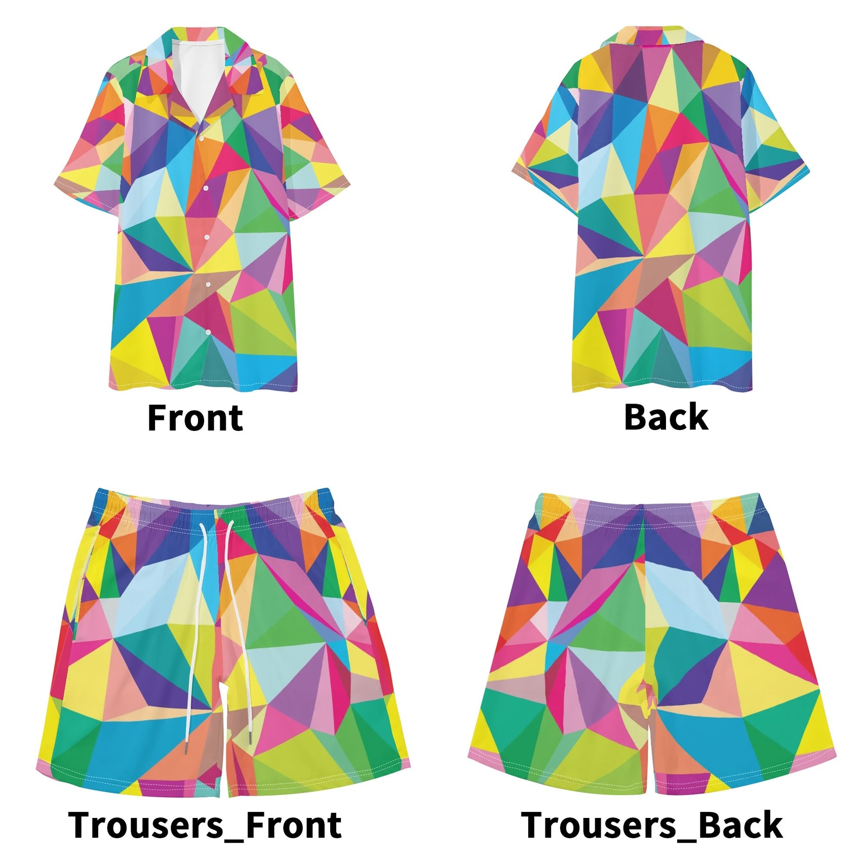 Mosaic Colors Men Hawaiian Short Sleeve Shirt and Shorts Set