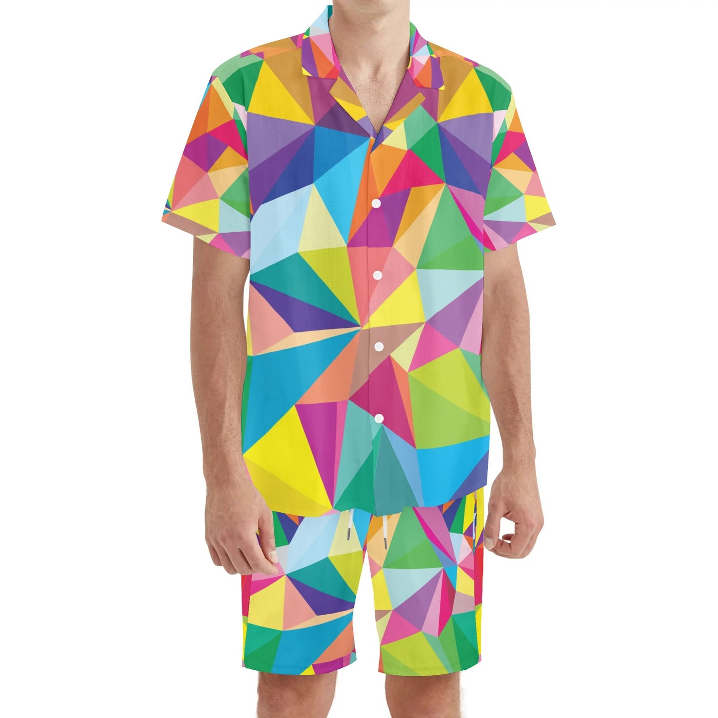 Mosaic Colors Men Hawaiian Short Sleeve Shirt and Shorts Set