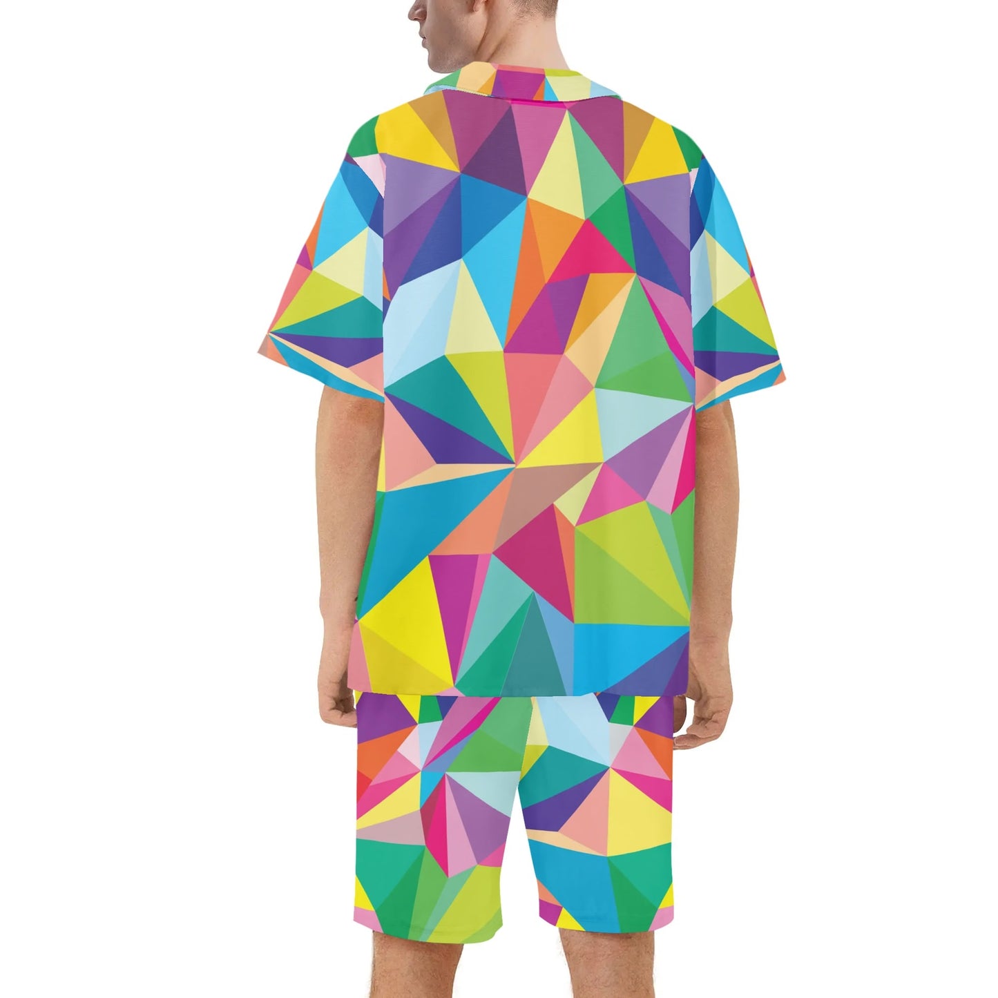 Mosaic Colors Men Hawaiian Short Sleeve Shirt and Shorts Set