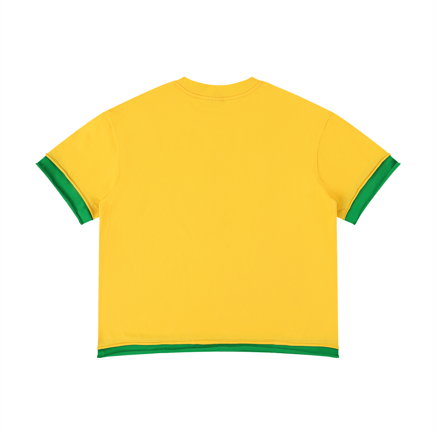Circus Unisex Boxy Color Block T-Shirt- Yellow with Green