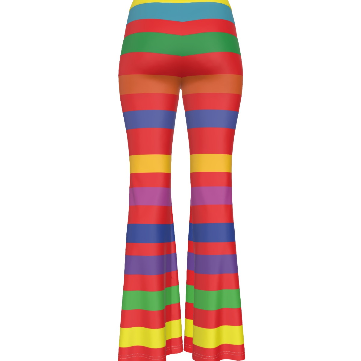 Pineapple Colorful Stripes Women's Mesh Long Sleeves T-shirt & High Elastic Flare Pants Set