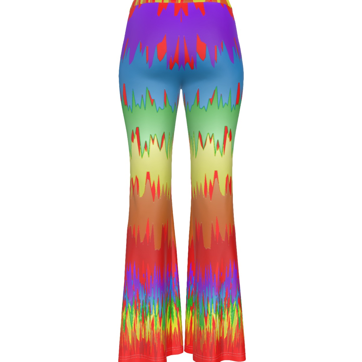 Rainbow Splash Women's Mesh Long Sleeves T-shirt & High Elastic Flare Pants Set