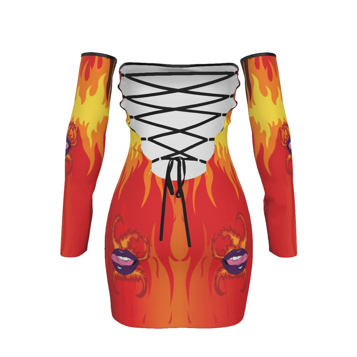 Dragon Fruit Women Off-shoulder Back Lace-up Dress