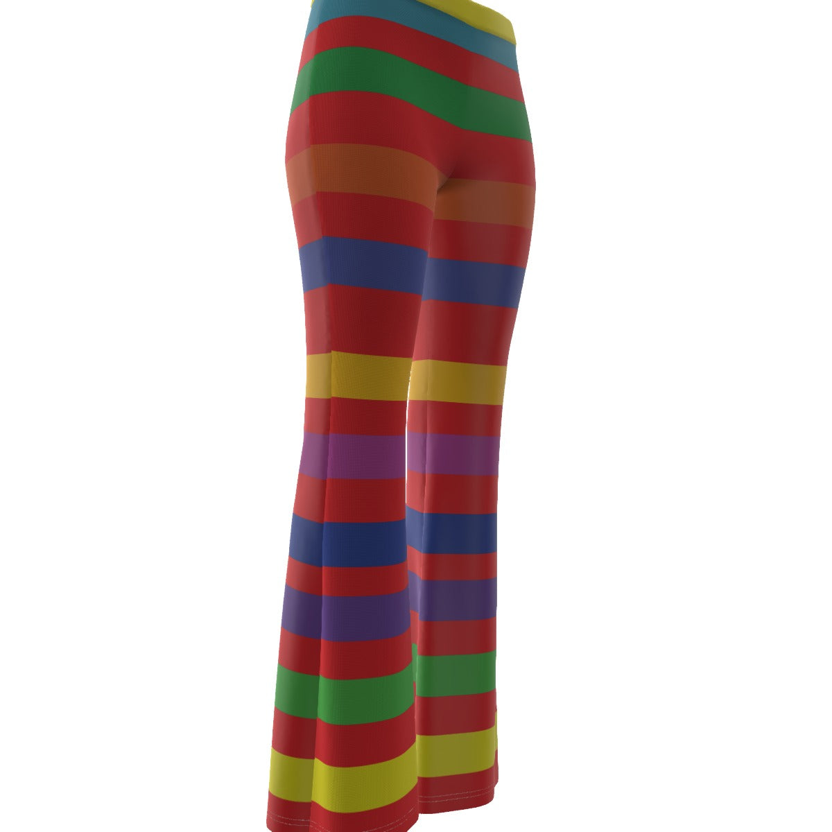 Pineapple Colorful Stripes Women's Mesh Long Sleeves T-shirt & High Elastic Flare Pants Set