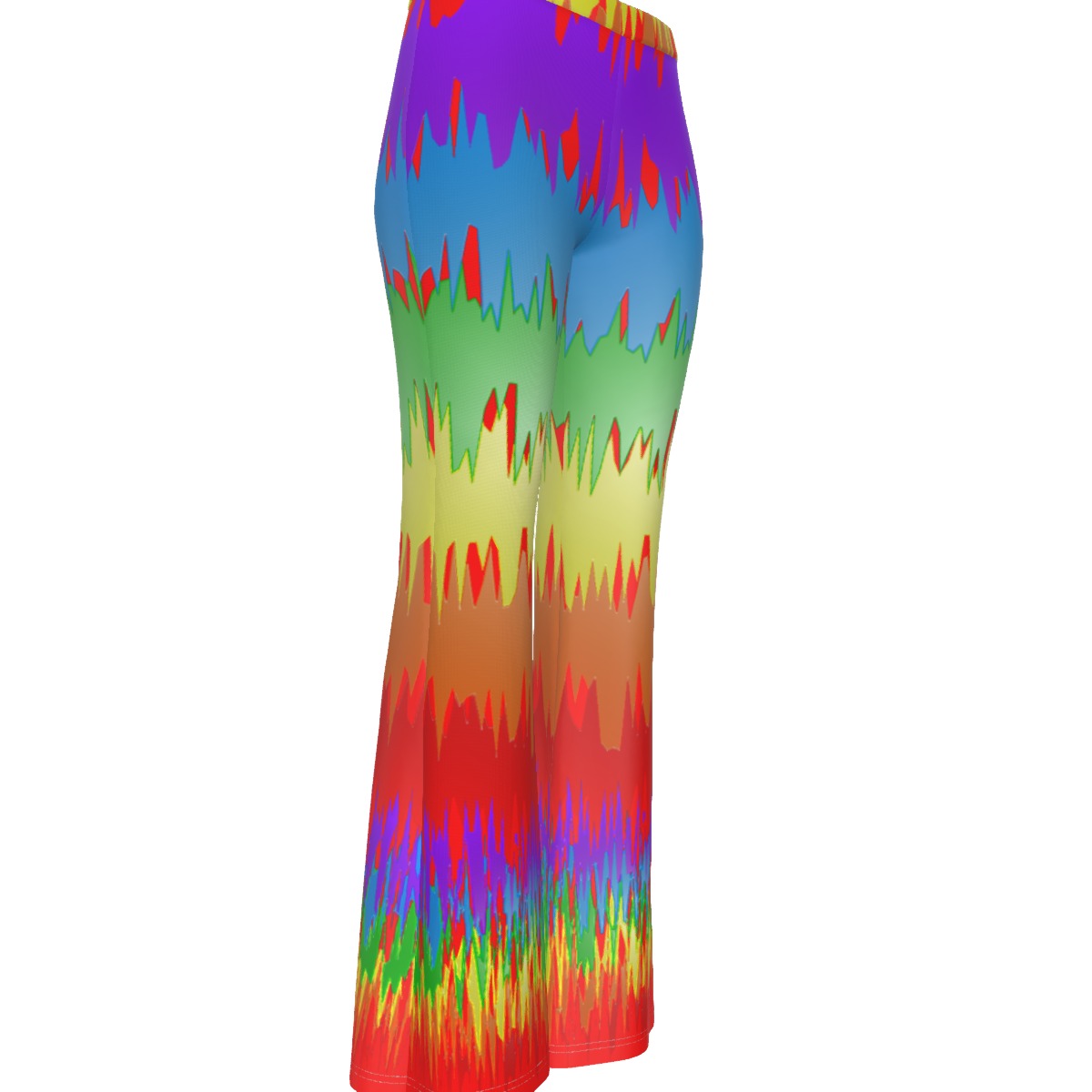 Rainbow Splash Women's Mesh Long Sleeves T-shirt & High Elastic Flare Pants Set