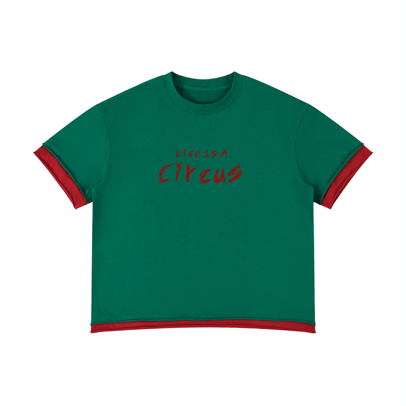 Circus Unisex Boxy Color Block T-Shirt- White