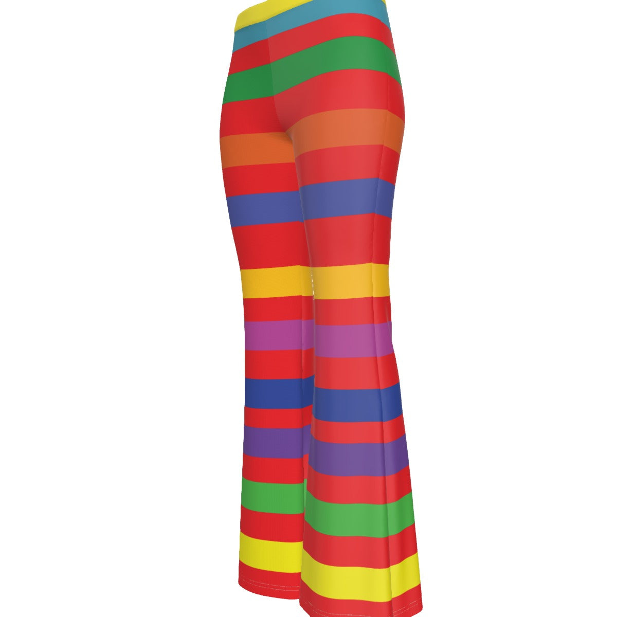 Pineapple Colorful Stripes Women's Mesh Long Sleeves T-shirt & High Elastic Flare Pants Set