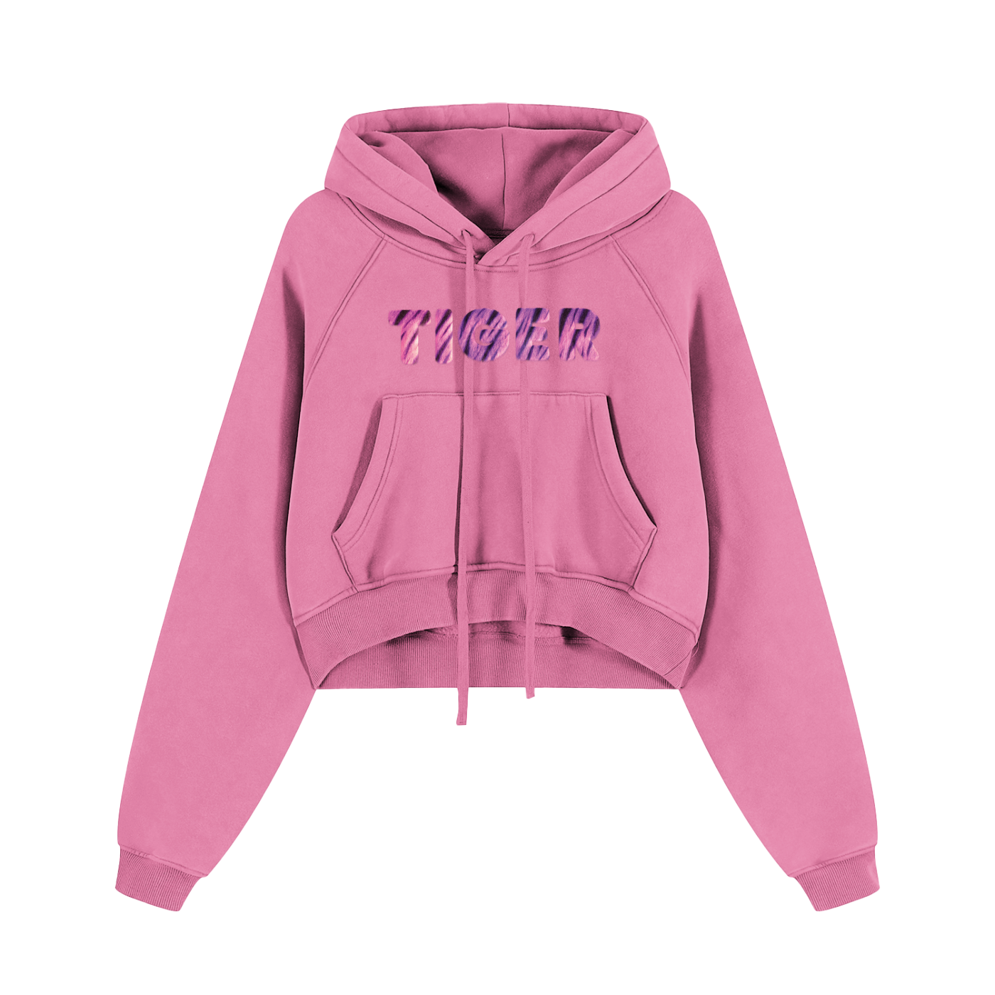 Tiger Balm Pink Premium Quality Snow Washed Cropped Hoodie