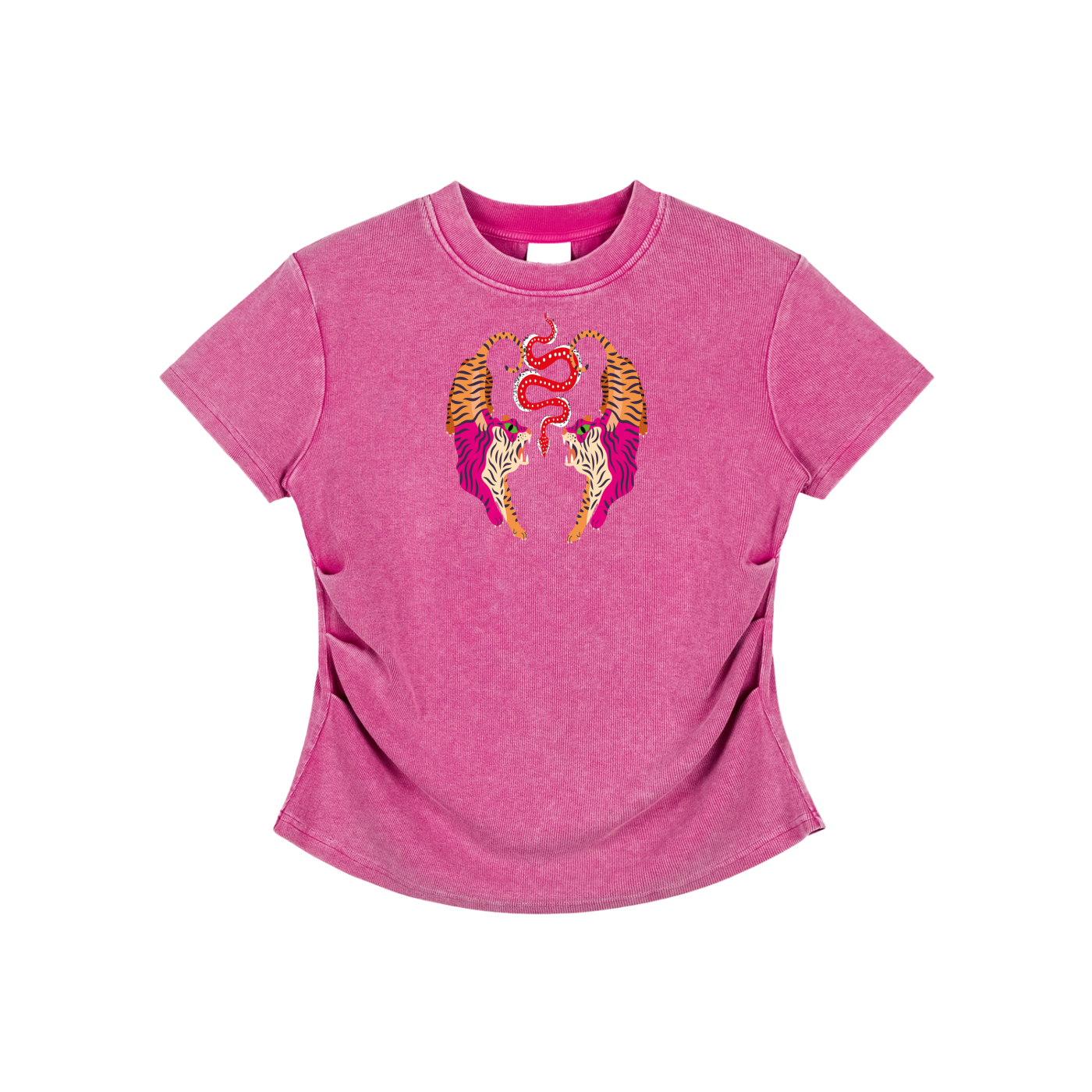 Tiger Balm Pink Premium Quality Vintage-Wash Bodycon Cotton T-Shirt