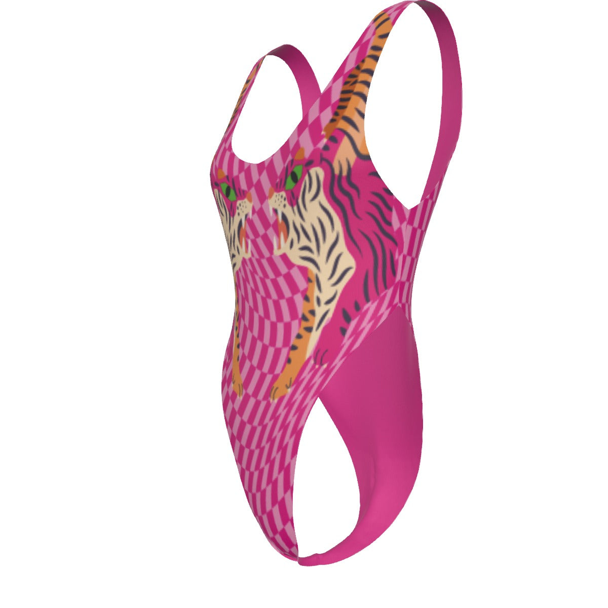 Tiger Balm Pink Checkered Women's One-piece Swimsuit