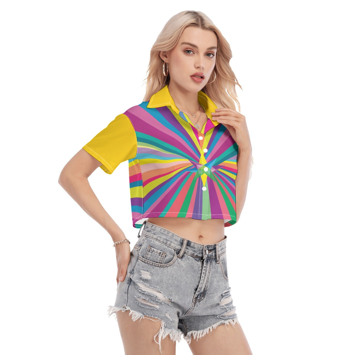 Multi Star Women's Cropped Shirt