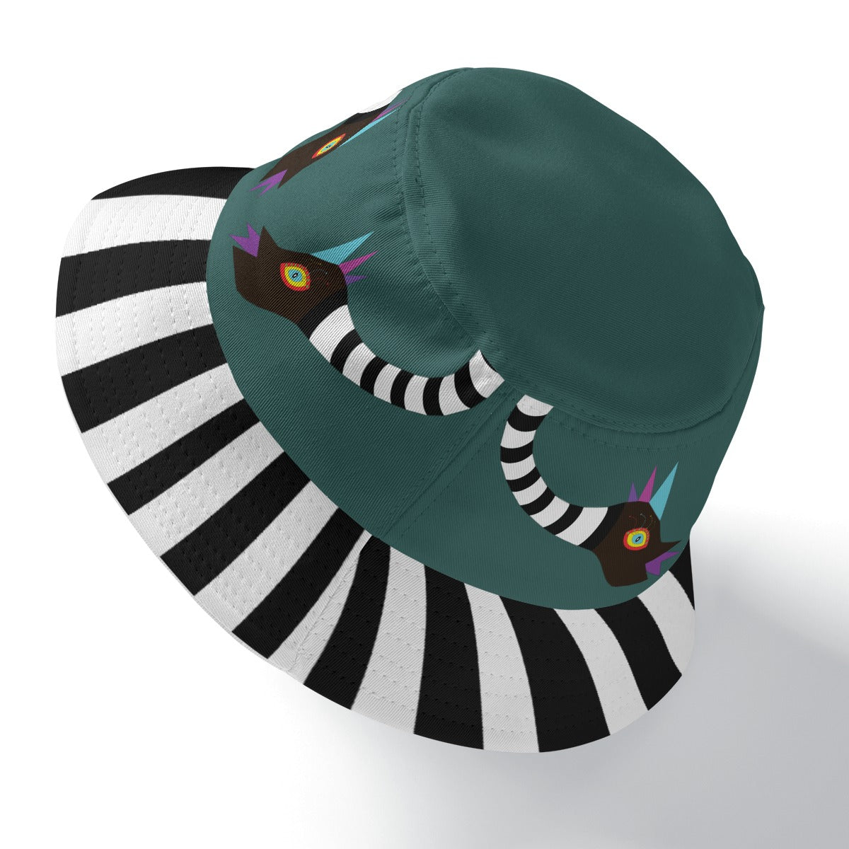 Snakey Dark Green Double-Side Printing Bucket Hat