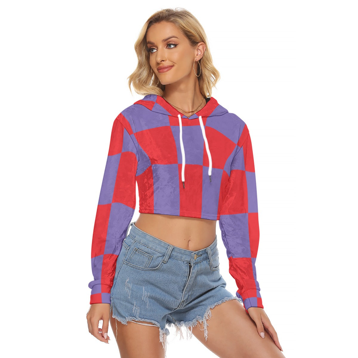 Rave Angel Women's Crop Top Velvet Hoodie