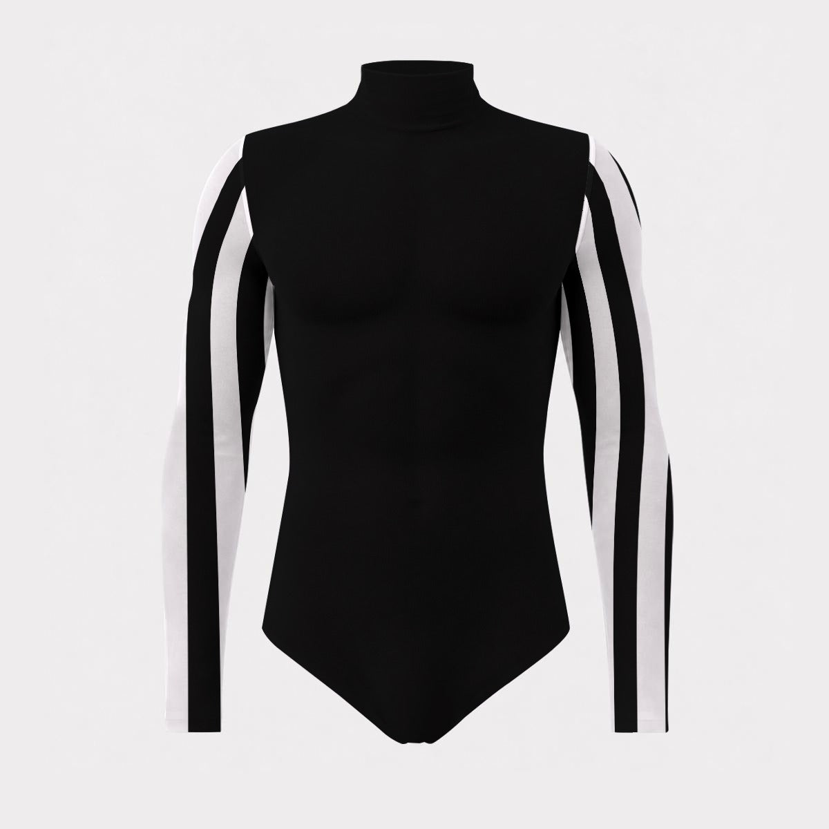 Artie Stripe Men's Mesh Turtleneck Long Sleeve Bodysuit