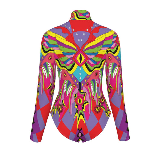 Rave Angel  Women's Turtleneck Long Sleeve Bodysuit