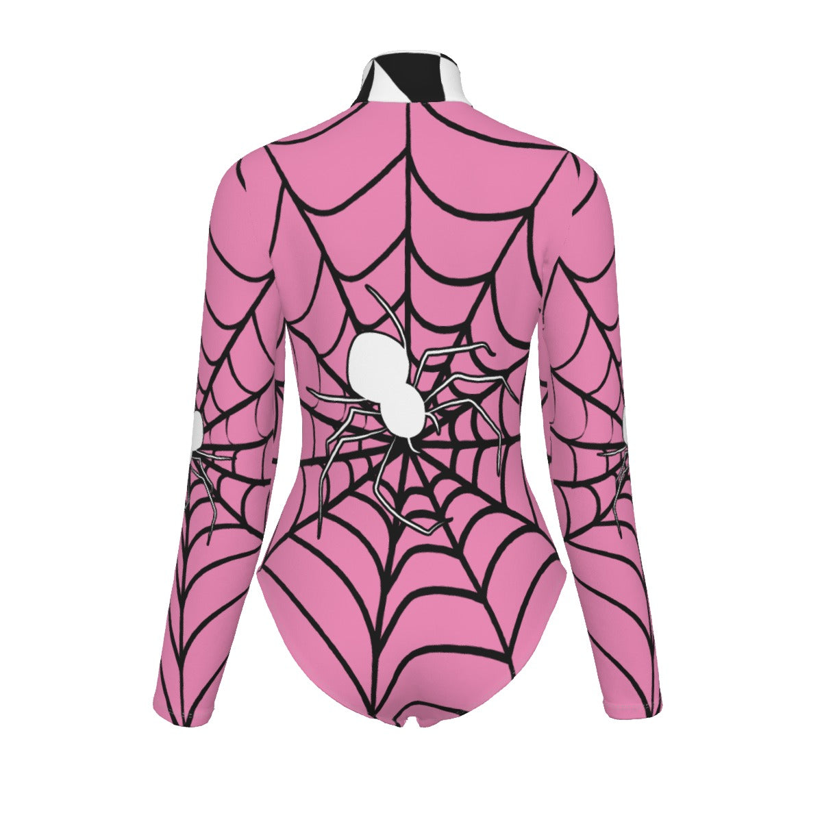 Hallowen Pink Spider  Women's Stretchy Turtleneck Long Sleeve Bodysuit