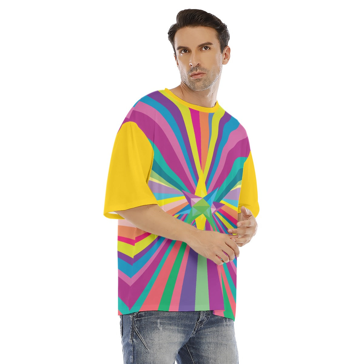 Multi Colors  Men's Drop Shoulder T-shirt With Short Sleeve