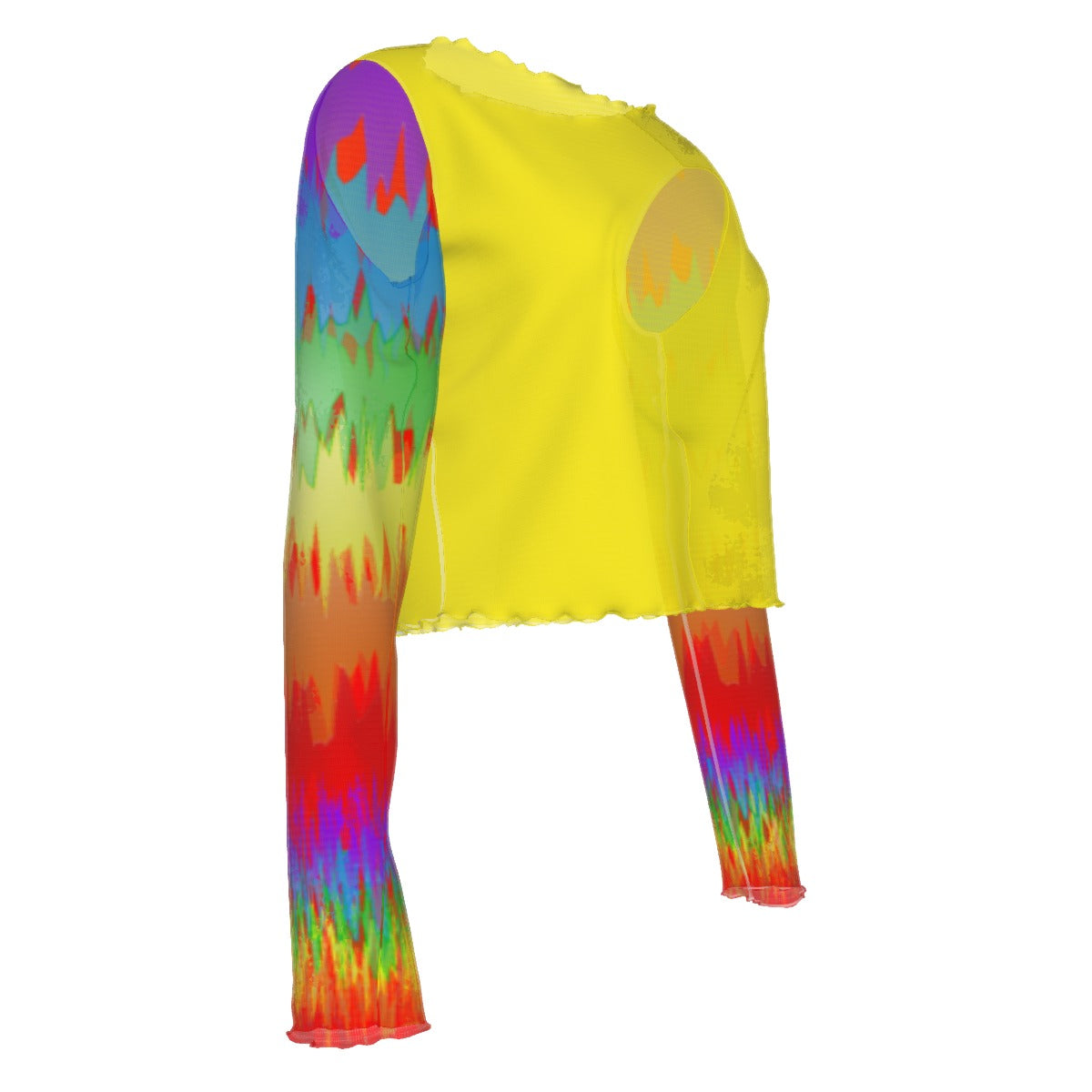 Rainbow Splash Women's Mesh Long Sleeves T-shirt & High Elastic Flare Pants Set