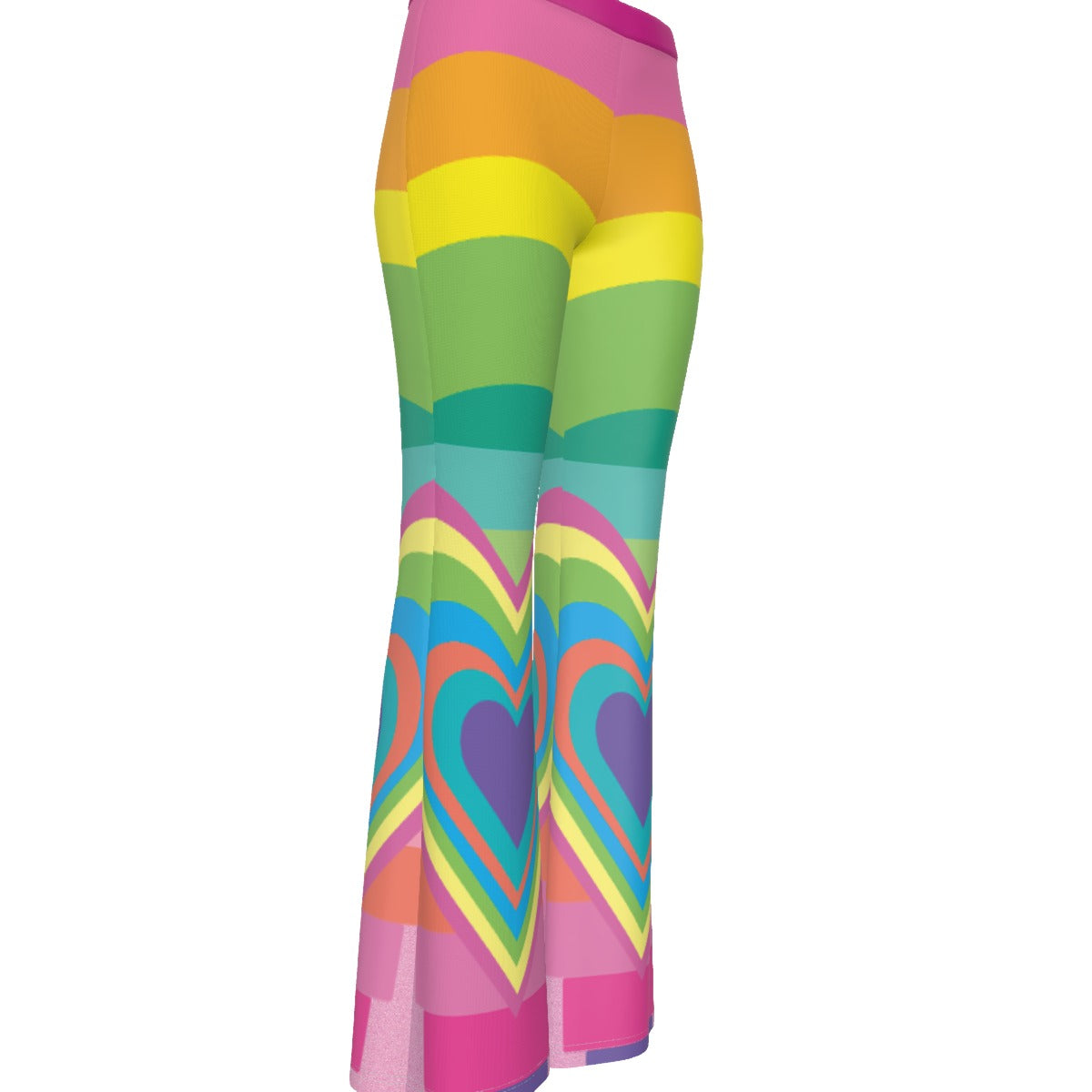 Barbie Girl Rainbow Heart Women's High Elastic Flare Pants