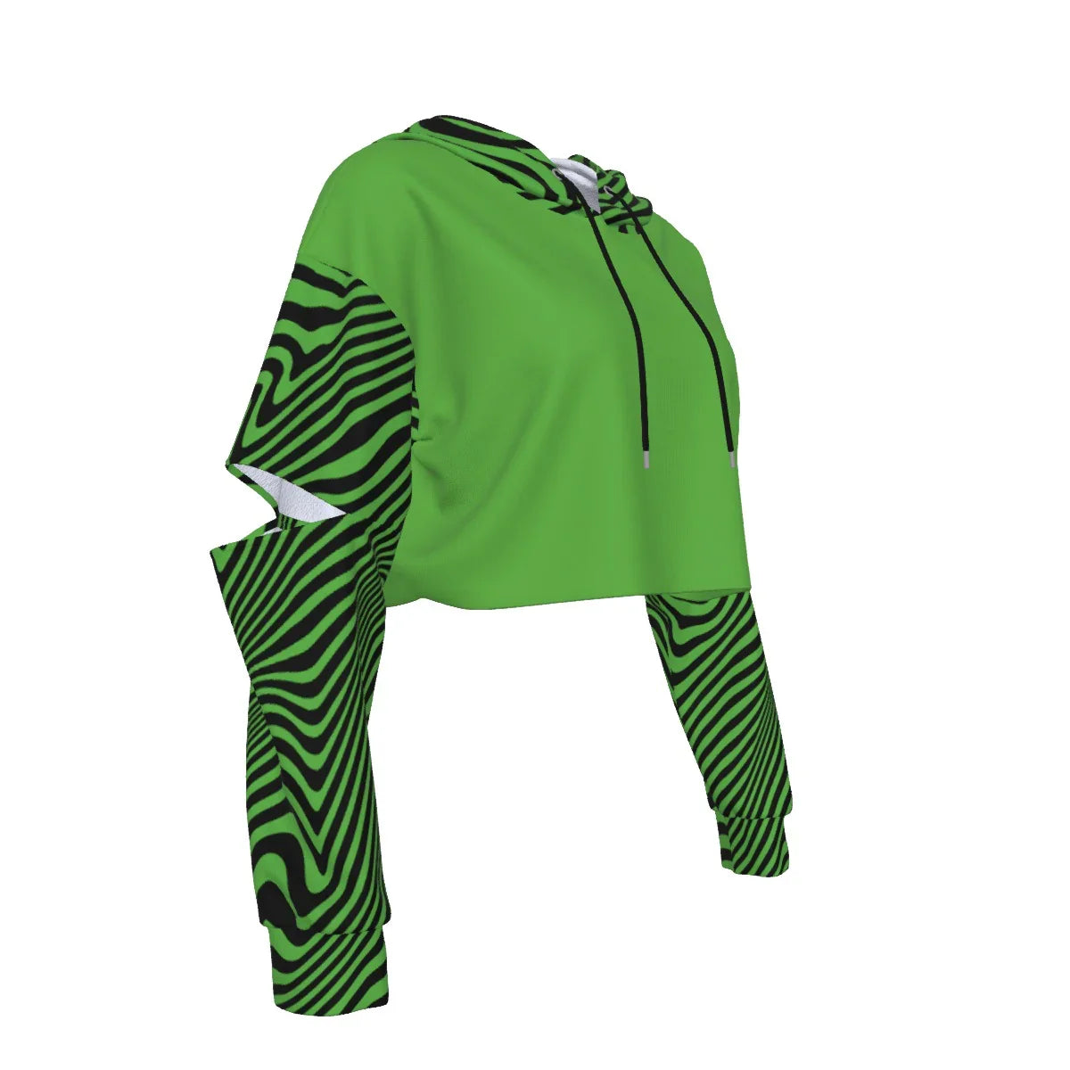 Moxie Hologram Women's Heavy Fleece Hoodie With Hollow Out Sleeve