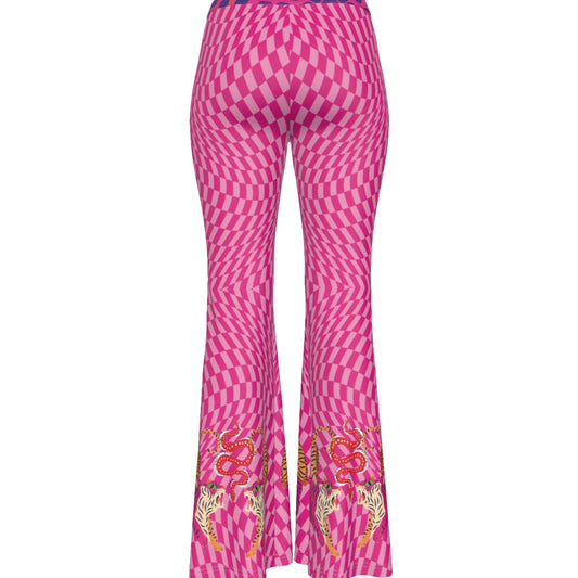 Tiger Balm Pink Women's High Elastic Flare Pants