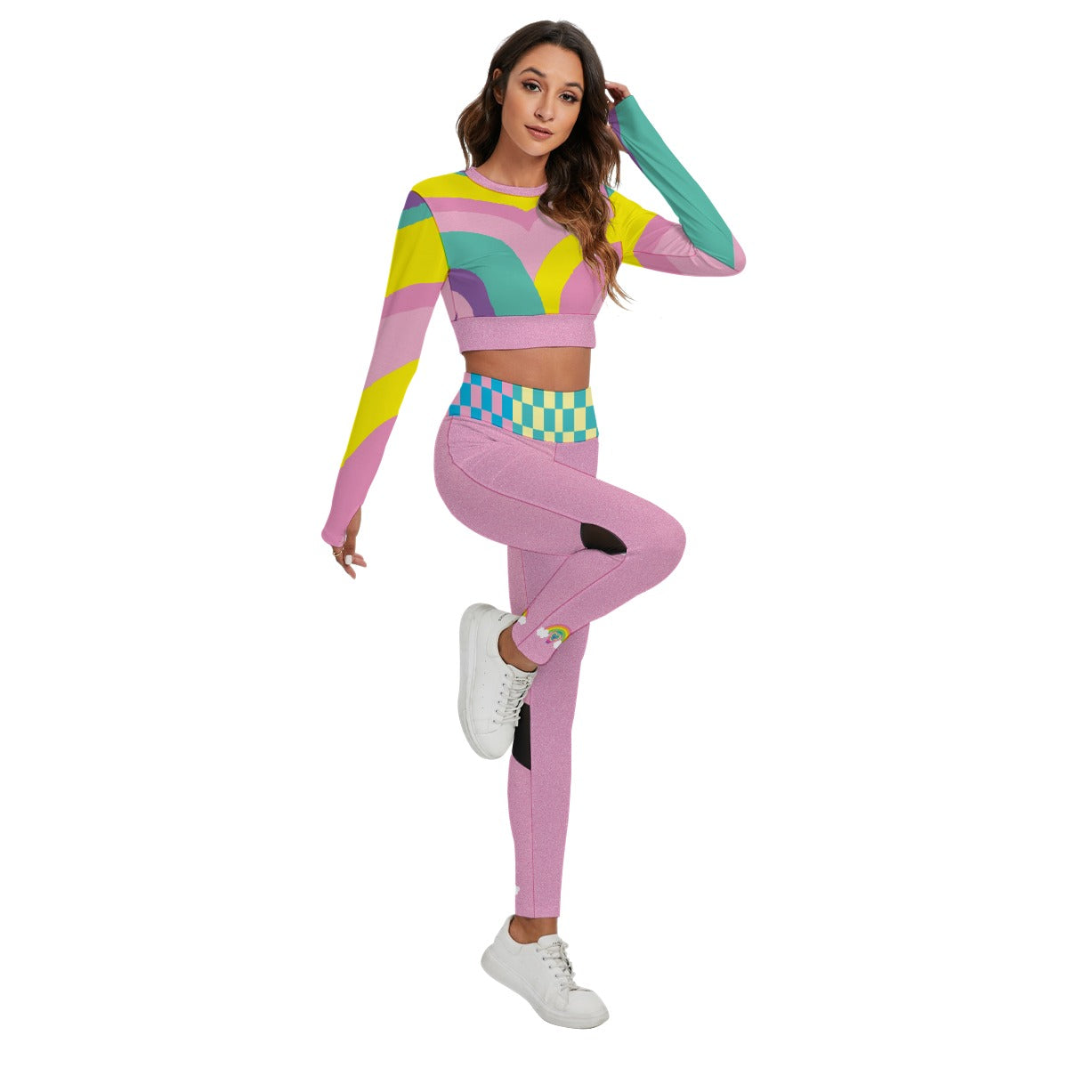 Kawaii Colors Women's Sport Set With Backless Top And Leggings